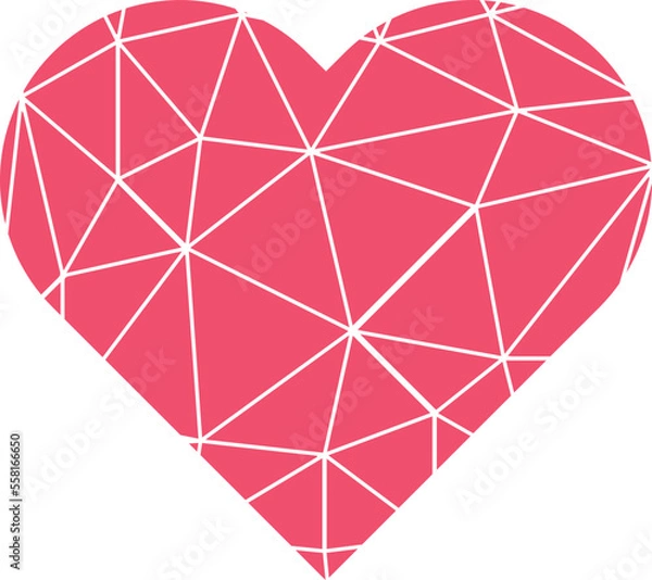 Fototapeta Polygonal Red Heart Shape Vector Symbol