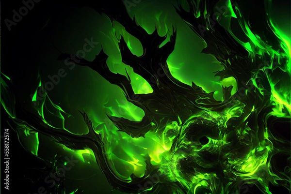 Fototapeta abstract green fire explosions background. generative ai