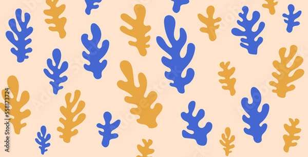 Obraz Vector matisse shape seamless floral pattern flat vector illustration colourfull trendy