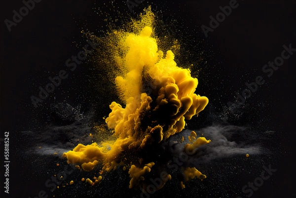 Obraz yellow explosion on a black background, generative ai