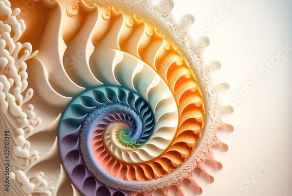 Fototapeta Fractal Fibonacci Spiral, AI Generated