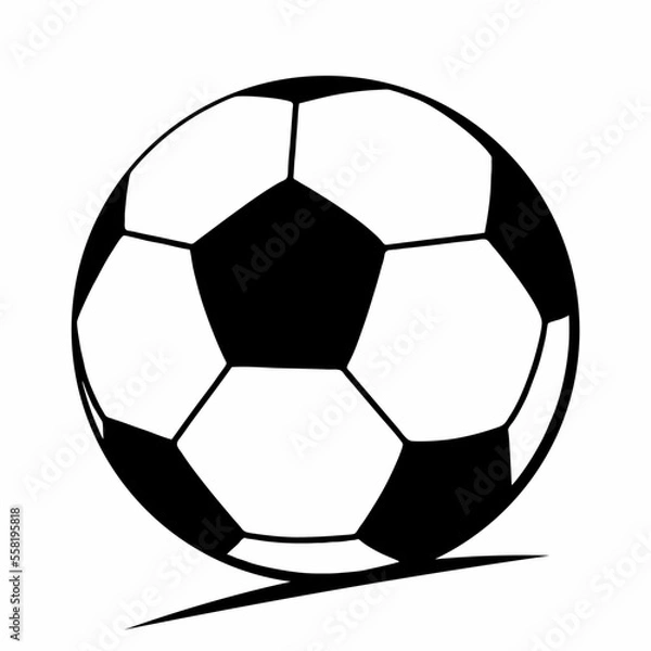 Obraz soccer ball with shadow, sports equipment, black and white illustration on white background, vector icon
