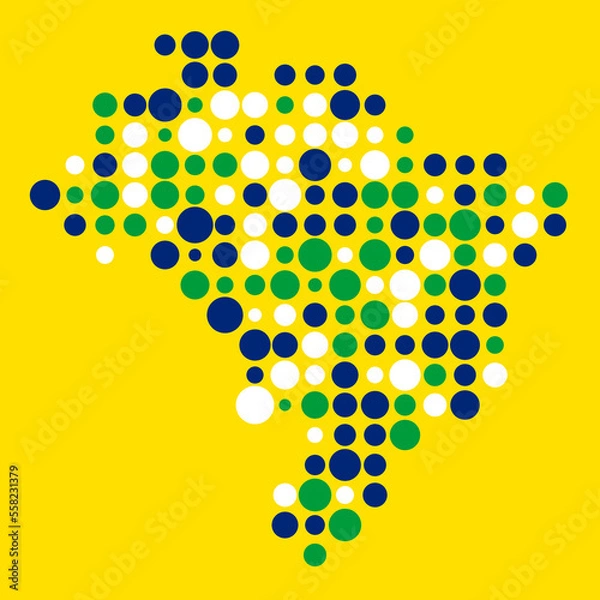 Obraz Brazil Silhouette Pixelated pattern map illustration