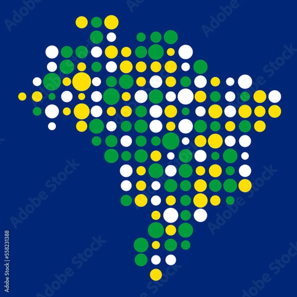 Obraz Brazil Silhouette Pixelated pattern map illustration