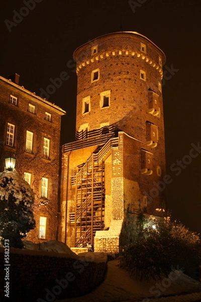 Obraz Sandomierz Tower at night