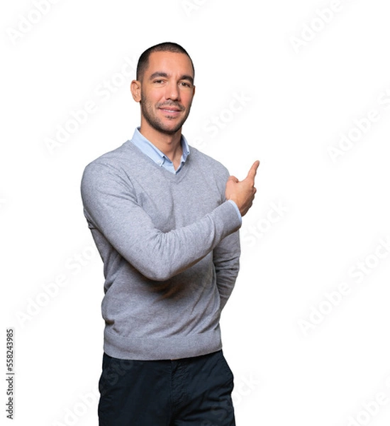 Obraz Friendly young man making a gesture of welcome