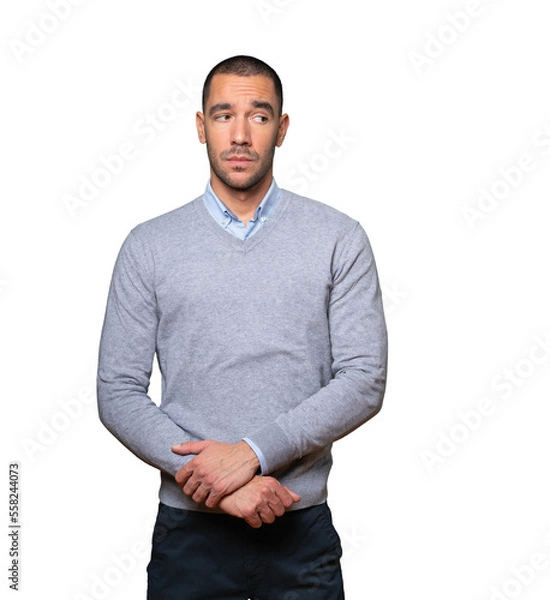 Obraz Hesitant young man looking gesture