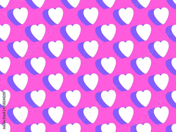 Fototapeta 3d hearts seamless pattern. Happy Valentine's Day. Background with isometric hearts for greeting card, wrapping paper, promotional items and invitations. Vector illustration