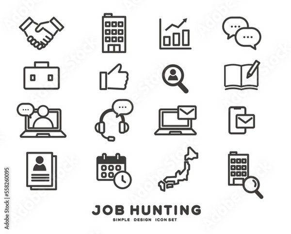 Fototapeta 就活や転職活動に関するベクターイラスト素材／採用／人事