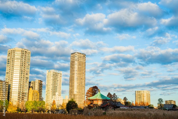 Obraz 朝日の当たるビル群