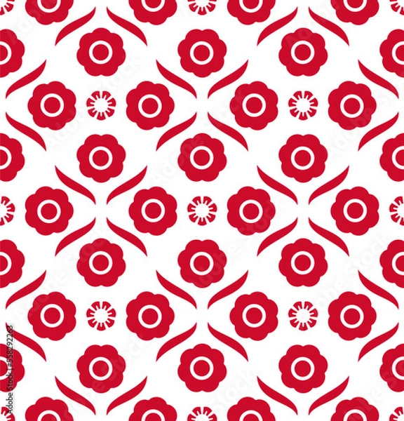 Obraz Elegant simple flowers with decorative elements surface pattern for textile, packaging, graphic design, digital realm, printed products, various decorative prettifications and embellishments.