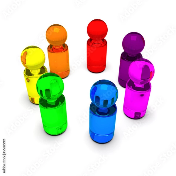 Fototapeta symbolic people in rainbow colors standing in a circle