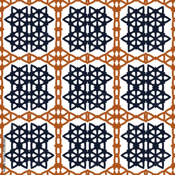 Fototapeta Abstract geometric pattern. A seamless background, vintage texture.	