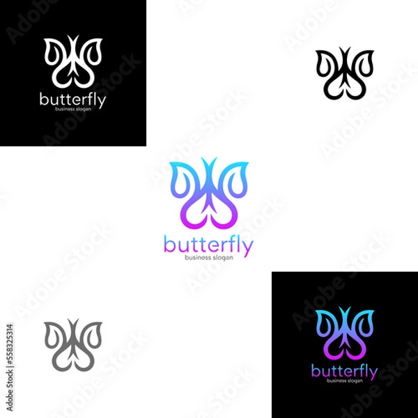 Fototapeta Butterfly logo template icon symbol with vibrant color