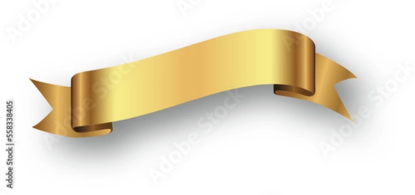 Fototapeta ribbon gold color Christmas ribbon with shadow, xmas wrap element template