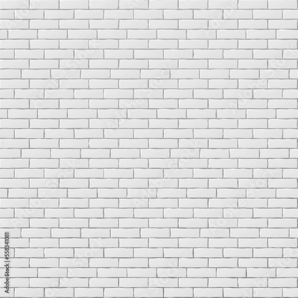 Fototapeta White brick wall background. Realistic seamless pattern