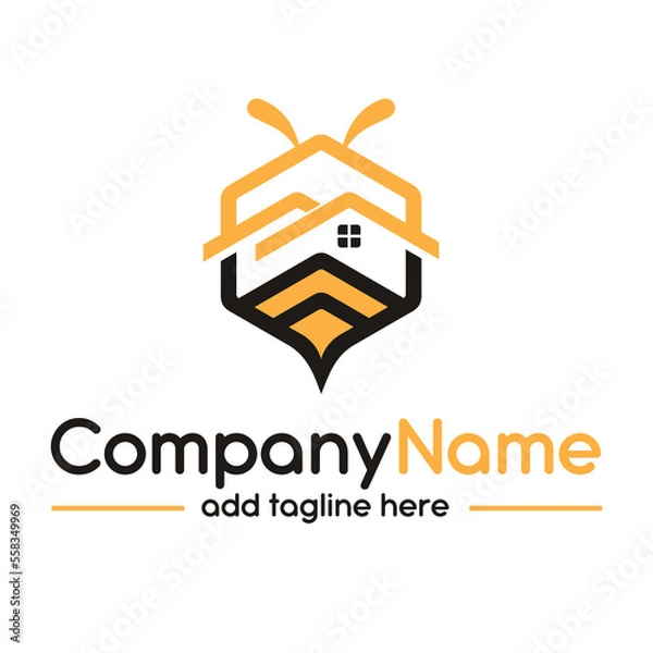 Obraz House and Bee simple flat design