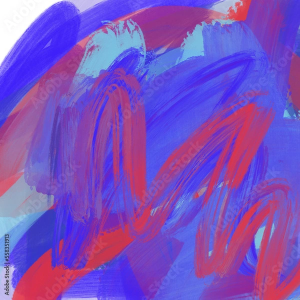 Obraz Abstract colorful brushstroke painting – vibrant textured background in pastel and bold hues, artistic hand-drawn design for modern graphic projects and creative layouts