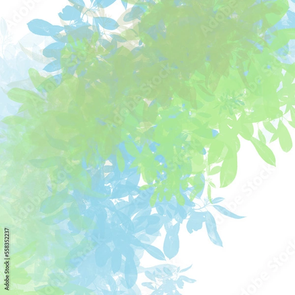 Obraz Abstract leafy textures in green and blue tones – layered nature-inspired digital background for creative designs and organic visuals