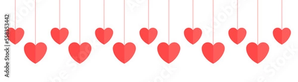 Fototapeta Red hearts decorative line