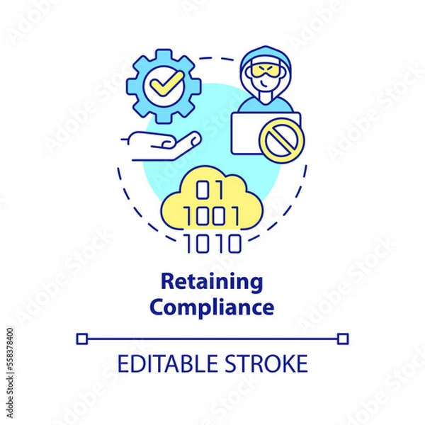 Obraz Retaining compliance concept icon. Provide data privacy. Cybersecurity abstract idea thin line illustration. Isolated outline drawing. Editable stroke. Arial, Myriad Pro-Bold fonts used