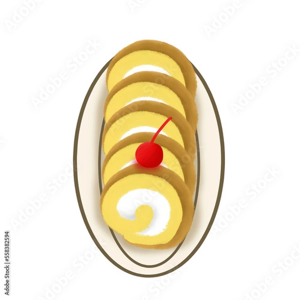 Fototapeta Rolled cake on plate