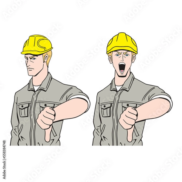 Fototapeta 駄目だしする白人の工事現場員