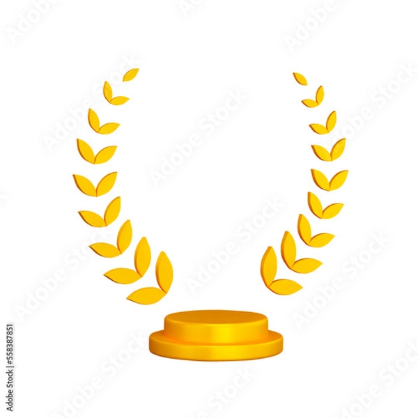 Fototapeta Reward with a wreath. Isolated 3d object on a transparent background