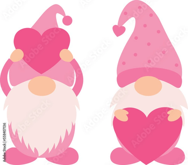 Obraz Valentine's day Gnome with hearts vector illustration