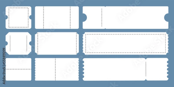Obraz Set of blank ticket template. Vector illustration