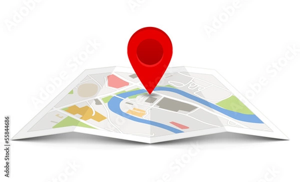 Obraz Mapa wektorowa ze wskaźnikiem pin