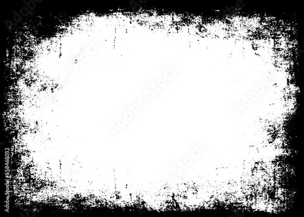 Fototapeta Grunge border vector texture background. Abstract frame overlay. Dirty and damaged backdrop. Vector graphic illustration with transparent white. EPS10.