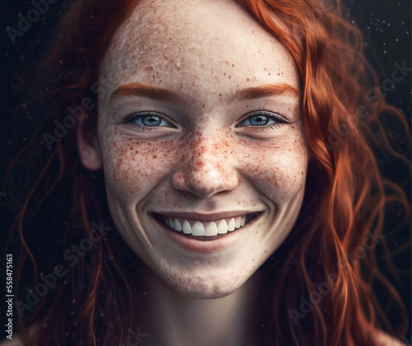 Fototapeta illustration of a smiling woman, AI Generated 
