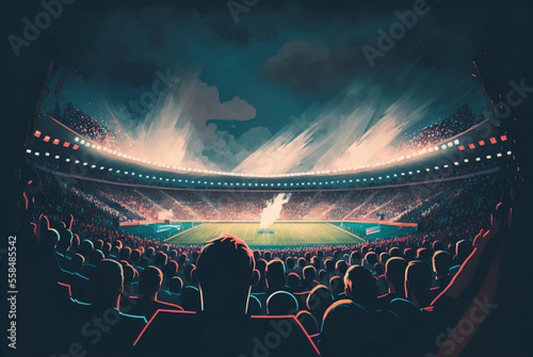 Obraz Sports stadium with a huge crowd of fans. 