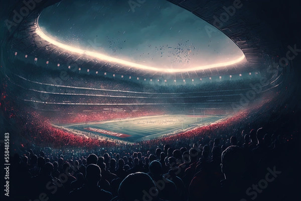 Obraz Sports stadium with a huge crowd of fans. 