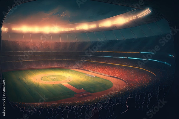 Obraz Sports stadium with a huge crowd of fans. 