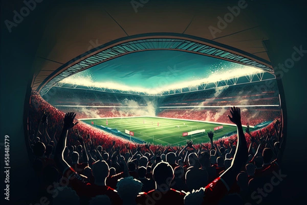 Obraz Sports stadium with a huge crowd of fans. 