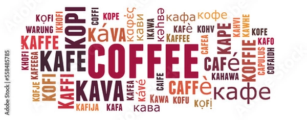 Obraz Coffee in different languages word cloud concept