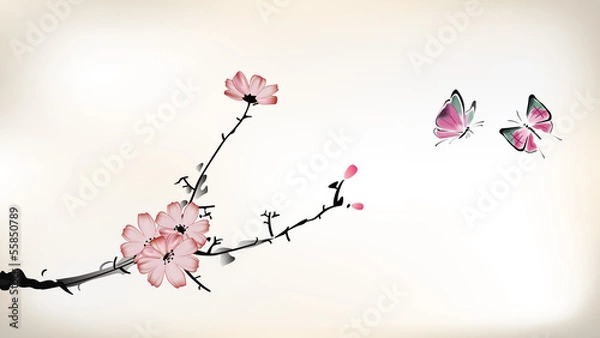 Fototapeta do sypialni malowanie kwiatów