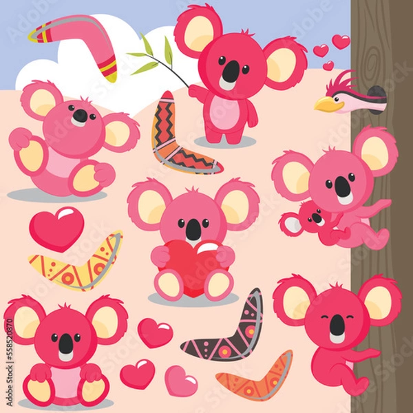 Obraz Valentine Koala Bears vector art