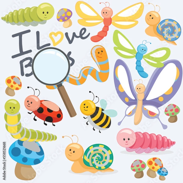 Fototapeta Colorful bug set vector artwork
