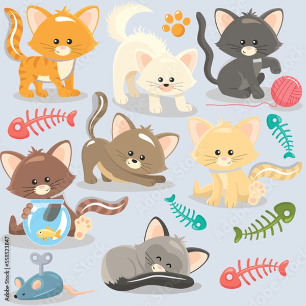 Obraz Cute kittens vector art