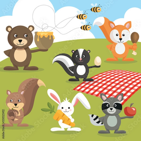 Obraz Animal picnic vector artwork