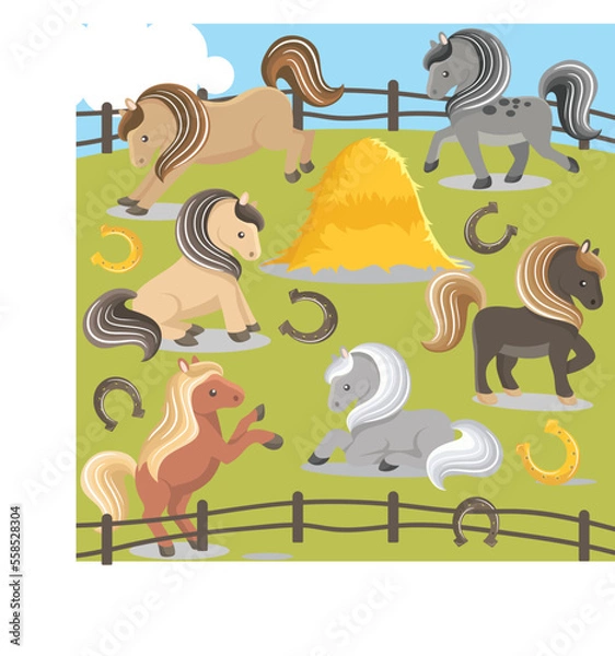 Obraz Pretty ponies vector art