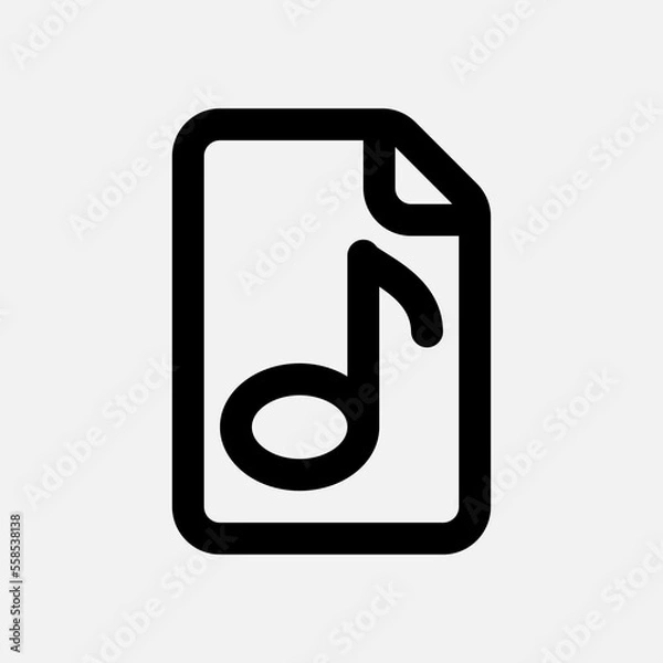 Obraz Music file icon in line style, use for website mobile app presentation