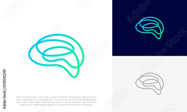 Fototapeta brain simple line logo design vector