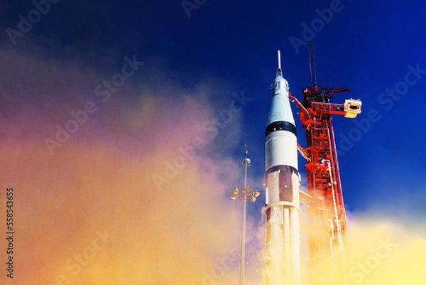 Fototapeta Spaceship to the moon. Elements of this image furnished by NASA