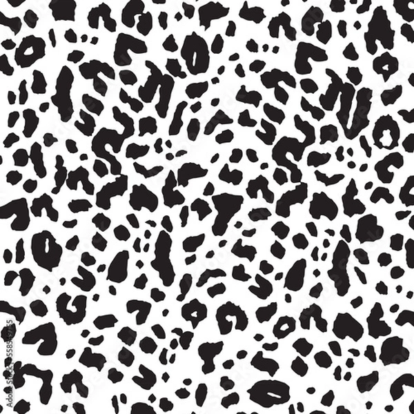 Fototapeta Black and White Leopard Animal Skin Seamless Allover Pattern Design Artwork
