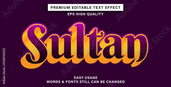 Fototapeta Editable text effect sultan style