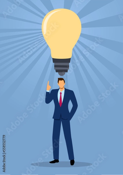 Fototapeta Simple flat vector illustration of a businessman got an idea